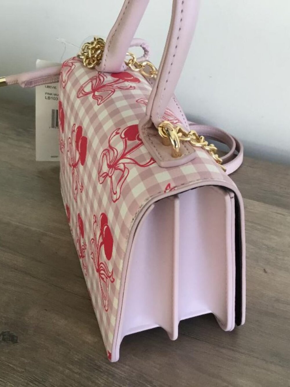 “Luv Betsey” Betsey Johnson Cherry Gingham Satchel Crossbody Handbag w/Cherries - Picture 6 of 8